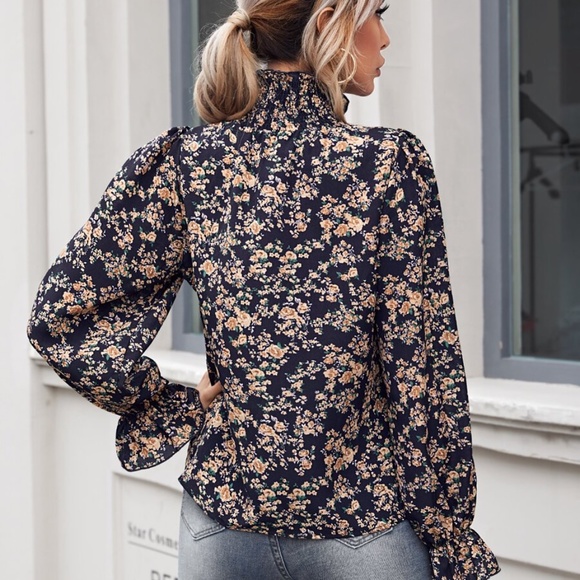 Boho floral print ruffle classic Frill Top - Picture 3 of 5